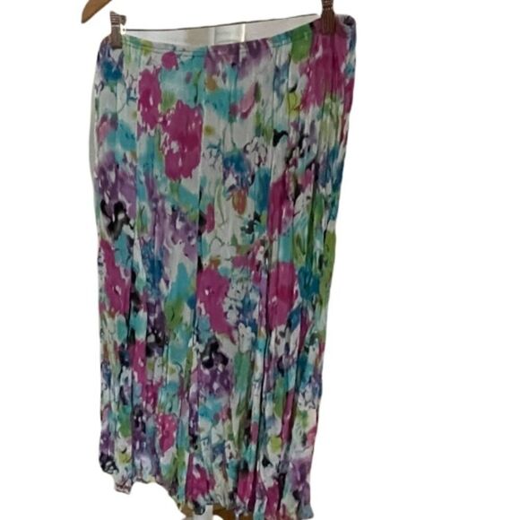 Colorful BoHo Watercolors Long Skirt, Size Large - Picture 1 of 3